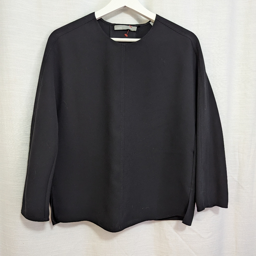 Vince black flutter back polyester blouse size 2